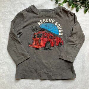 Carter’s 18M Fire Truck Long Sleeve T-Shirt Grey Rescue Squad VGUC Baby